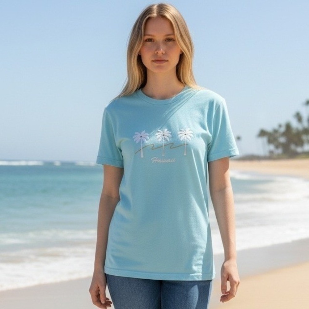 Kelleydeeee OG Hawaii Palm Tree Embroidered cloud Tie-dye Graphic T-Shirt Small